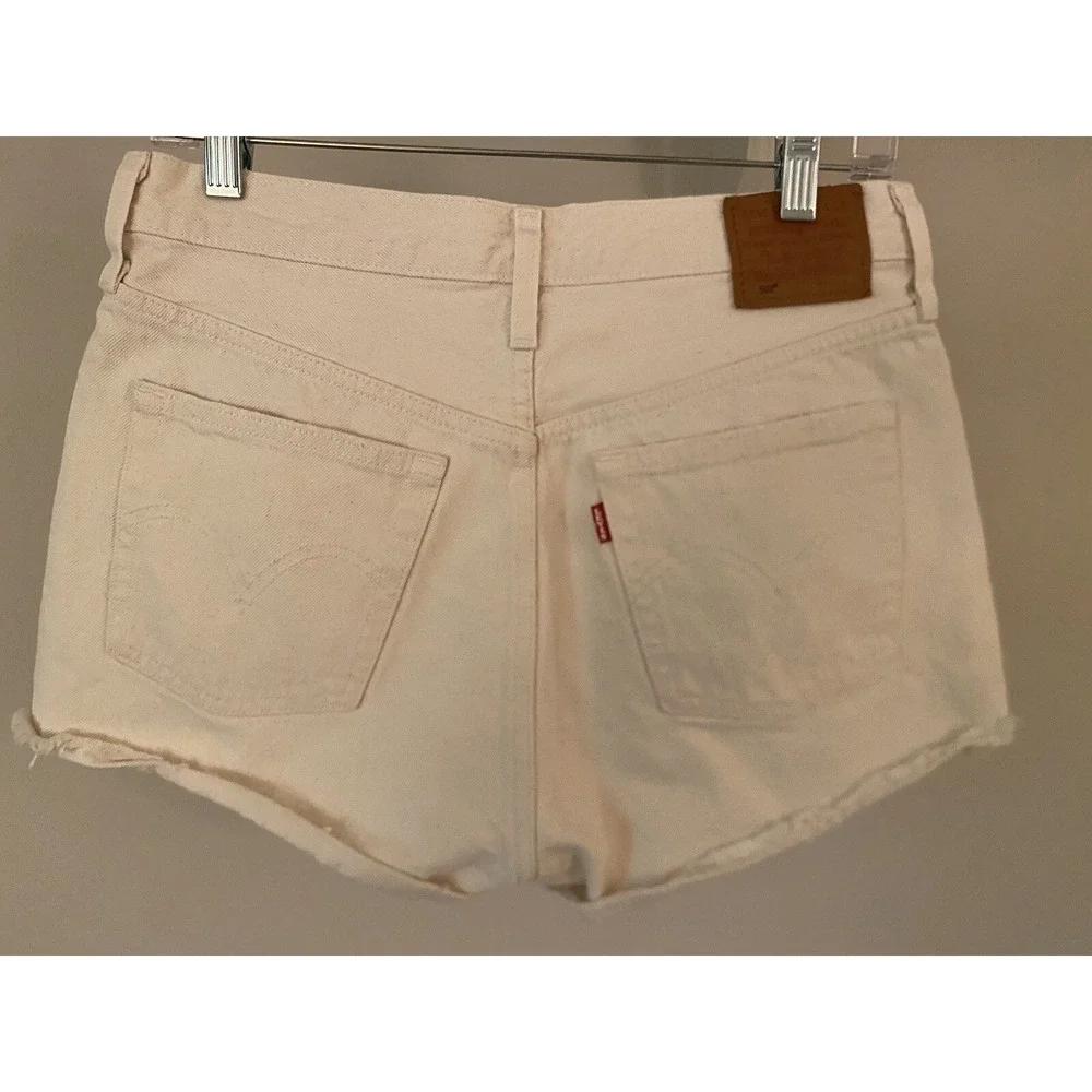 Levi's 501‎ Ivory Distressed Shorts 29 Button Fly